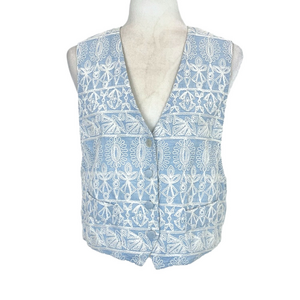 Carriage Court blue embroidered vest